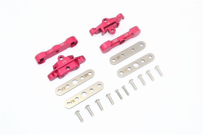 ALUMINUM FRONT+REAR LOWER ARM TIE BAR MOUNT -18PC SET red