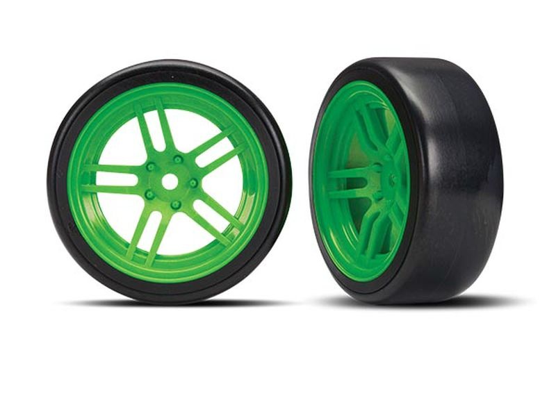 Drift Reifen auf 1.9 Felgen grün vorne (2)