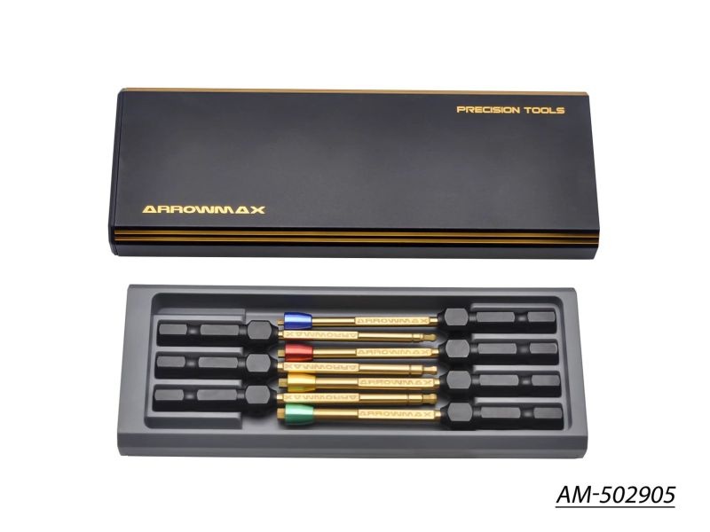 AM Power Tool Tip Set 7 Pieces With Alu Case Black Golden