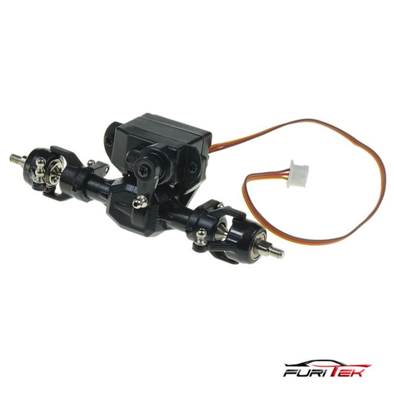 COMPLETE PRE-BUILT FRONT AXLE SET WITH SERVO FOR FX132 1/32