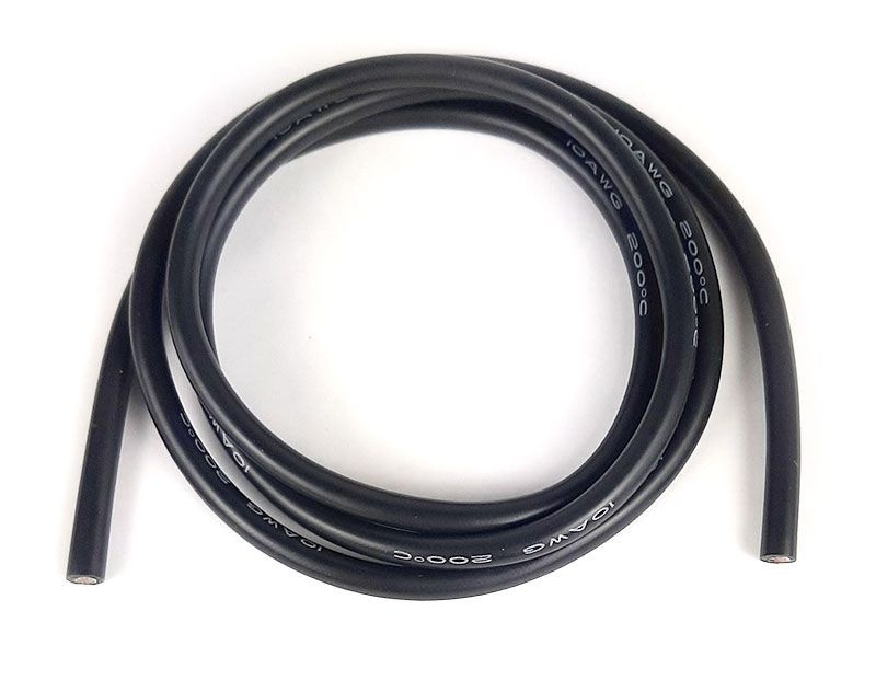Silikonkabel flexibel 10AWG 6mm² 1m schwarz
