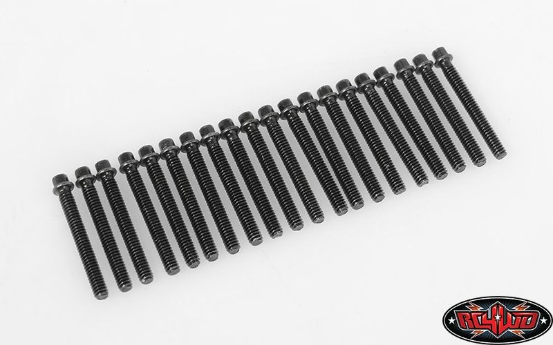 Miniature Scale Hex Bolts (M2 x 16mm) (Black)