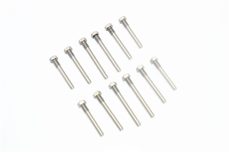 STAINLESS STEEL FRONT+REAR SUSPENSION SCREW PIN -12PC SET