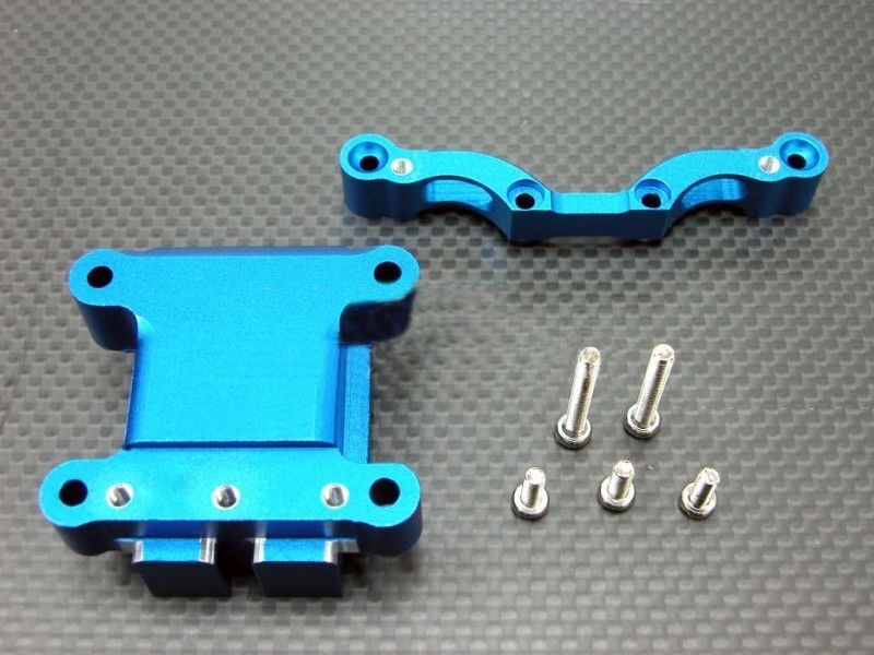 Aluminium Dämpfersteher & Getriebebox vorn blau