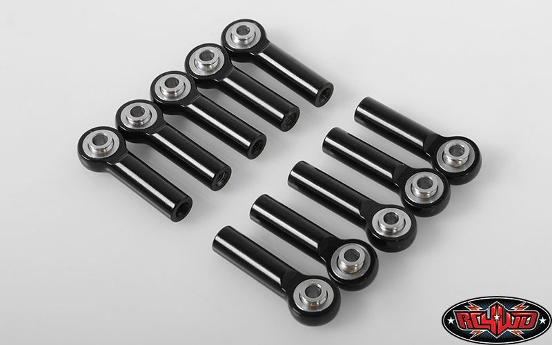 M3 Long Straight Aluminum Rod Ends (Black) (10)