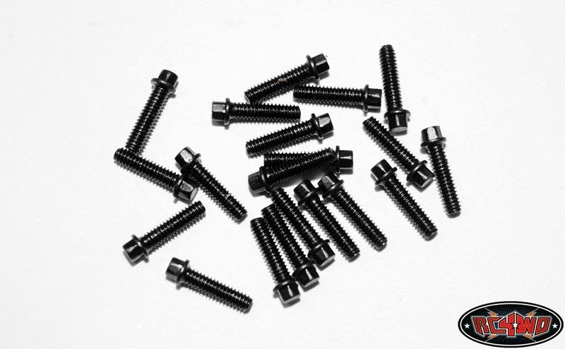 Miniature Scale Hex Bolts (M2 x 8mm) (Black)