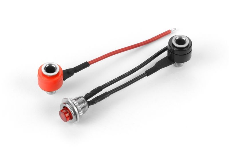 Kabelset aus schwarz und schwarzrot mit rotem Knopf