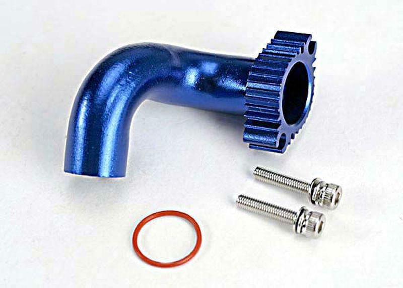 Krümmer Aluminium blau für Heckauspuffmotoren
