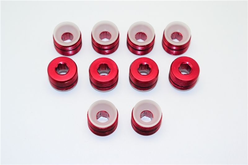 ALUMINUM + DELRIN COLLARS FOR MAN021 - 10PC SET red