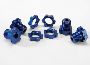 Radmitnehmer & Muttern 6061-T6 Aluminium blau 17mm (4)