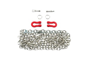 SCALE ACCESSORIES: METAL TOWING RINGS W/CHAIN CRAWLERS -7PCS