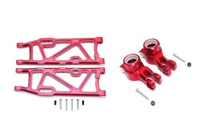 ALUMINUM REAR LOWER ARMS+REAR KNUCKLE ARMS  -14PC SET red