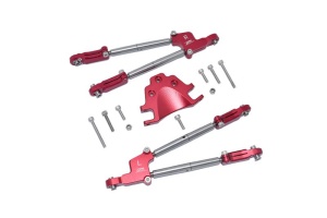 ALUMINUM REAR TIE RODS WITH STABILIZER -12PC SET red