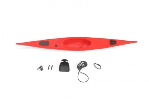 SCALE ACCESSORIES: CANOE WITH ACCESSORIES -14PC SET red