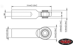 M3/M4 Long Straight Aluminum Rod Ends (Black) (10)